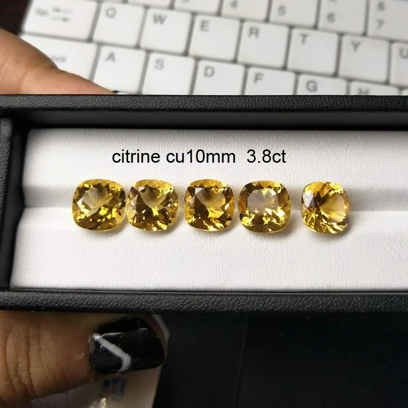 

Tbj , natural brazil citrine cushion 10mm approx.3.8ct ,citrine loose gemstones for silver jewelry,natural loose gemstone