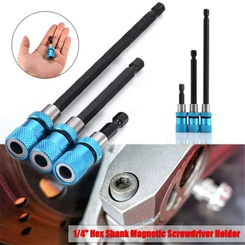 

Blue 1/4 Hex Shank Electric Drill Magnetic Screwdriver Bit Holder 60mm Stainless Steel Quick Release Drill Holder