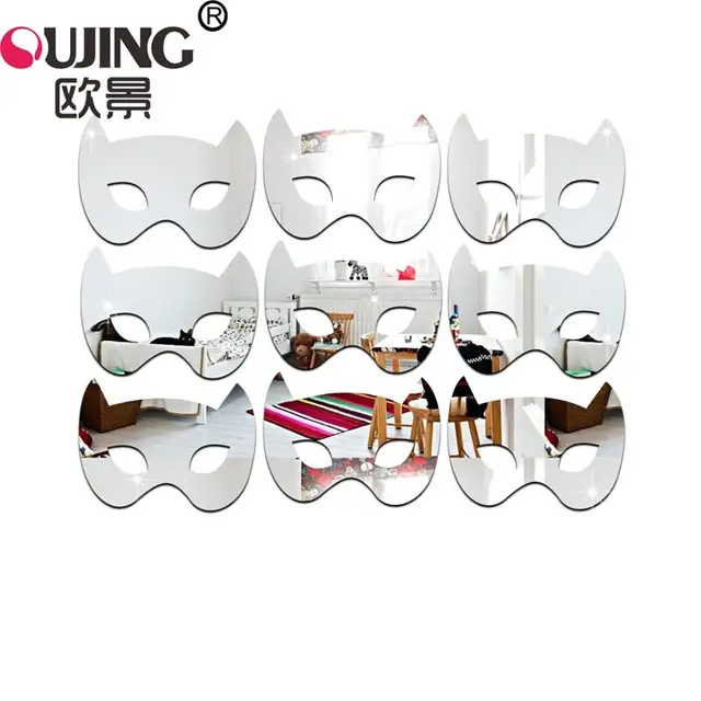 9pcs/set 3D Cartoon Batman Mask Head Shape Acrylic Mirror Surface 