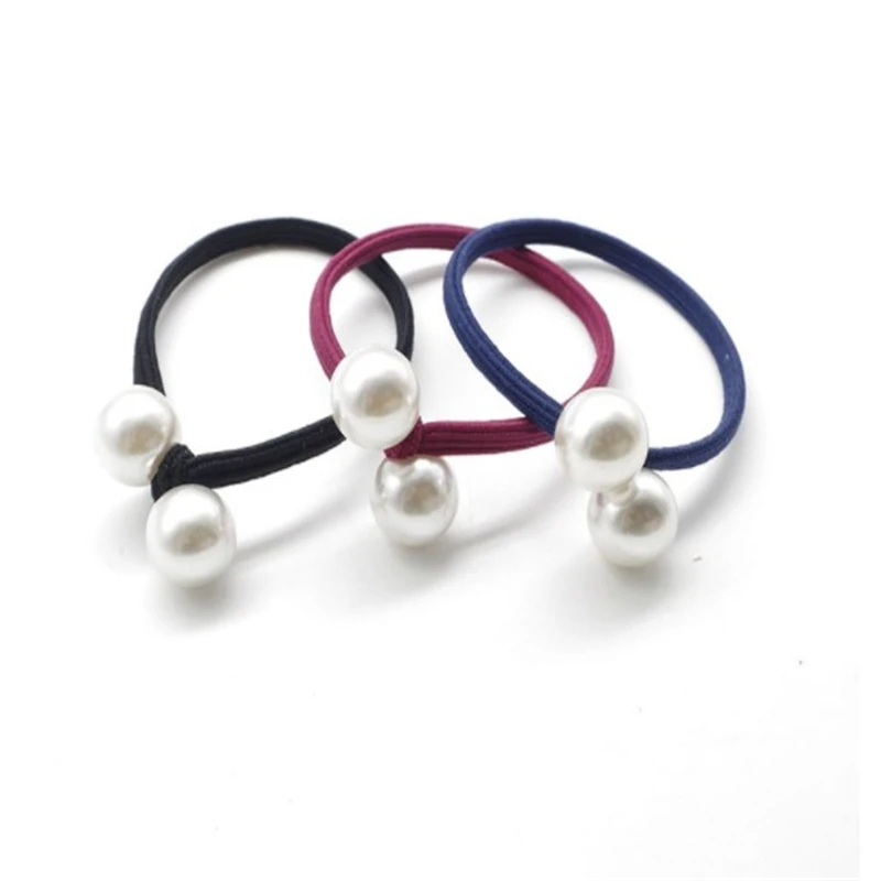 

2019 new simple 1PC cute ladies girl knotted pearl hair rope hair band elastic band high elastic hair band