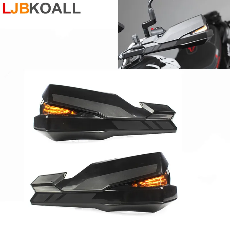 

New Black Motorcycle Handlebar Hand Brush Guard Handguard Wind Protector Protection with LED Light for 2017 Kawasaki Z900