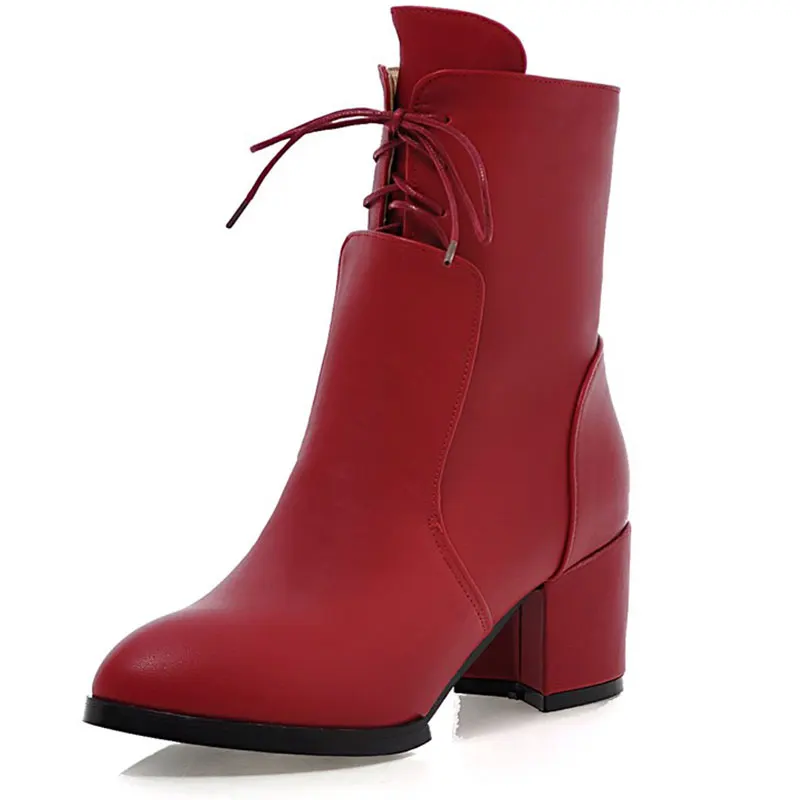 

Size 33-39 new solid color side zipper soft dough in lace decorated with pointed rough with Martin boots WJ067