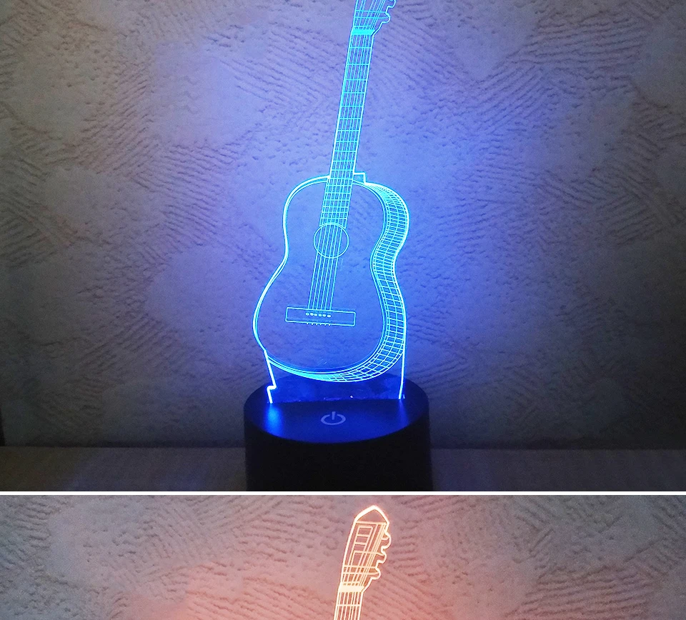 USB 3D Guitar LED Night Light With 17 Key Remote Controller (3)