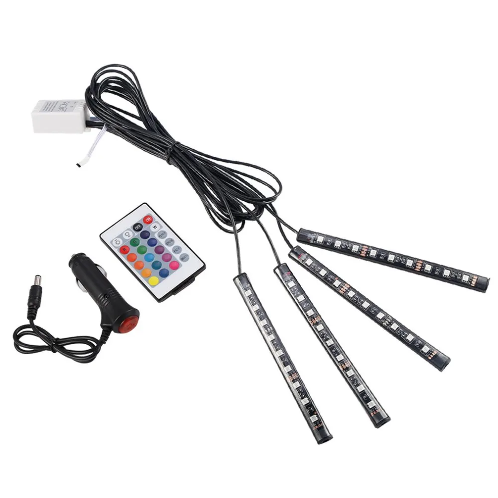 

4*9 LED Car Light Interior Atmosphere 2800K/4300K 5W for SUV Floor Strip Lamp Remote Control Car Interior RGB Neon LampStrip 12V