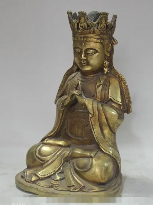 

S06410 8" Tibet Buddhism Temple Bronze Gilt Seat Pray GuanYin Kwan-Yin Goddess Statue discount 30% (C0324)