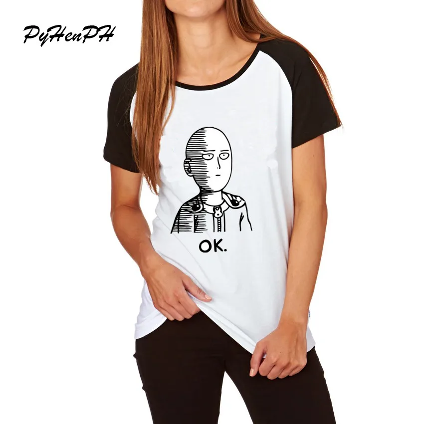 

PyhenPH Tees & Tops 2018 Hot ANIME One Punch Man Print T-shirt Women Funny OK Hero Tee Shirt Femme Short Sleeve Cotton Tshirt