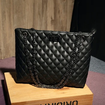 

fashion diamond lattice pu woman handbag metal chain bag grace ladies all match shouder bag