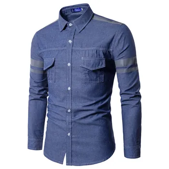 

2018 New brand 100% cotton solid striped shirt men spring casual shirts oxford dress shirt camisa masculina plus size M-3XL