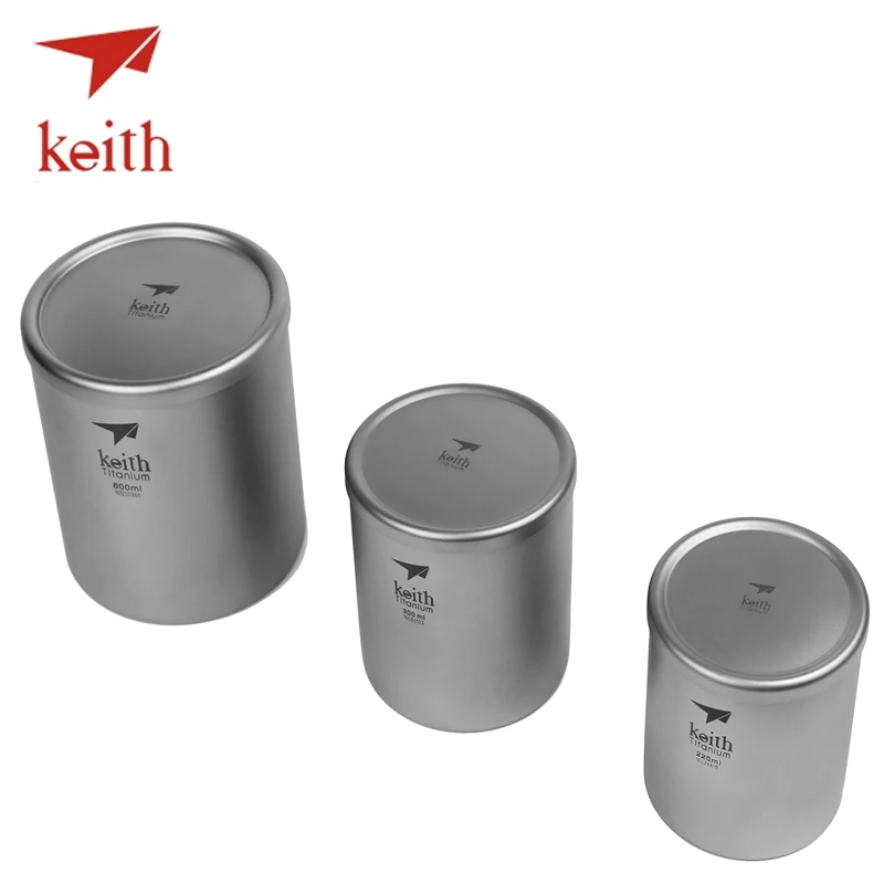 Keith titanio puro vacío tazas de té doble pared de agua tazas al aire libre Camping Picnic vajilla utensilios con titanio tapa Keith titanio puro vacío tazas de té doble pared de agua tazas al aire libre Camping Picnic vajilla utensilios con titanio tapa