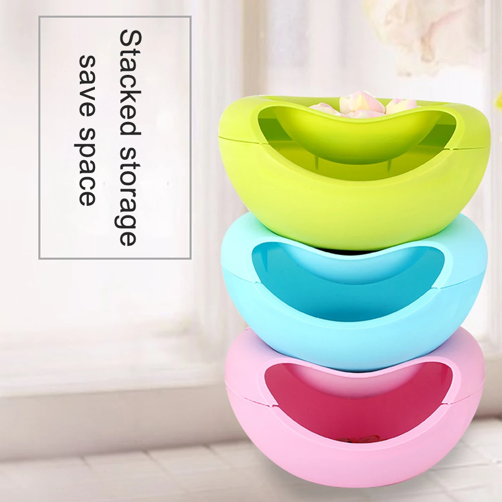 Kitchen Plastic Lazy Person Fruit Bowl A Fruit Bowl Can Be Opened Double Candy Dish Round Fruit Box Melon Seeds Fruit Candy Skin (13)
