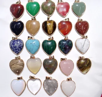 

Natuursteen Agaat Turquoises tijgeroog Unakite Opal hartvormige Hanger Kralen Sieraden Bedels voor Kettingen Sieraden Maken 10pc