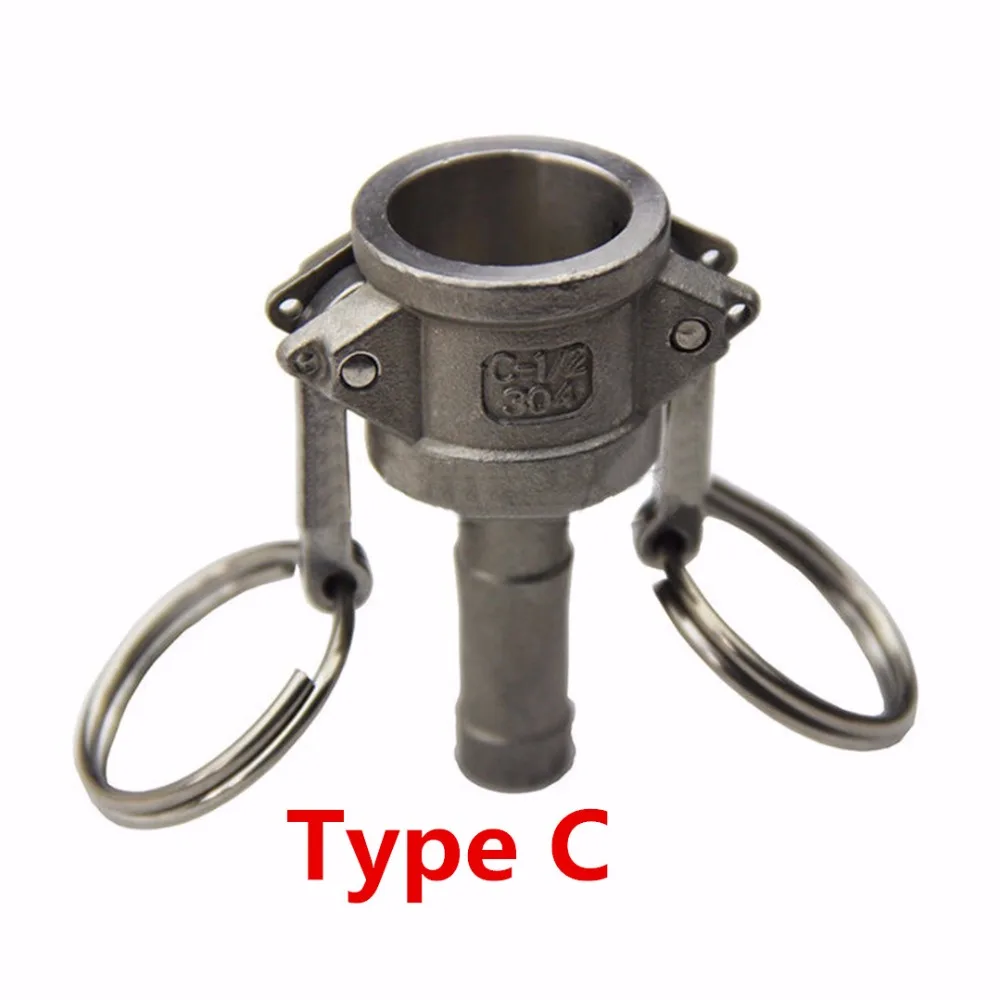 1pcs 304 Stainless Steel Homebrew Camlock Female Coupler Fitting Male Adapter 1/2" MPT FPT Hose Barb Type A/B/C/D/E/F