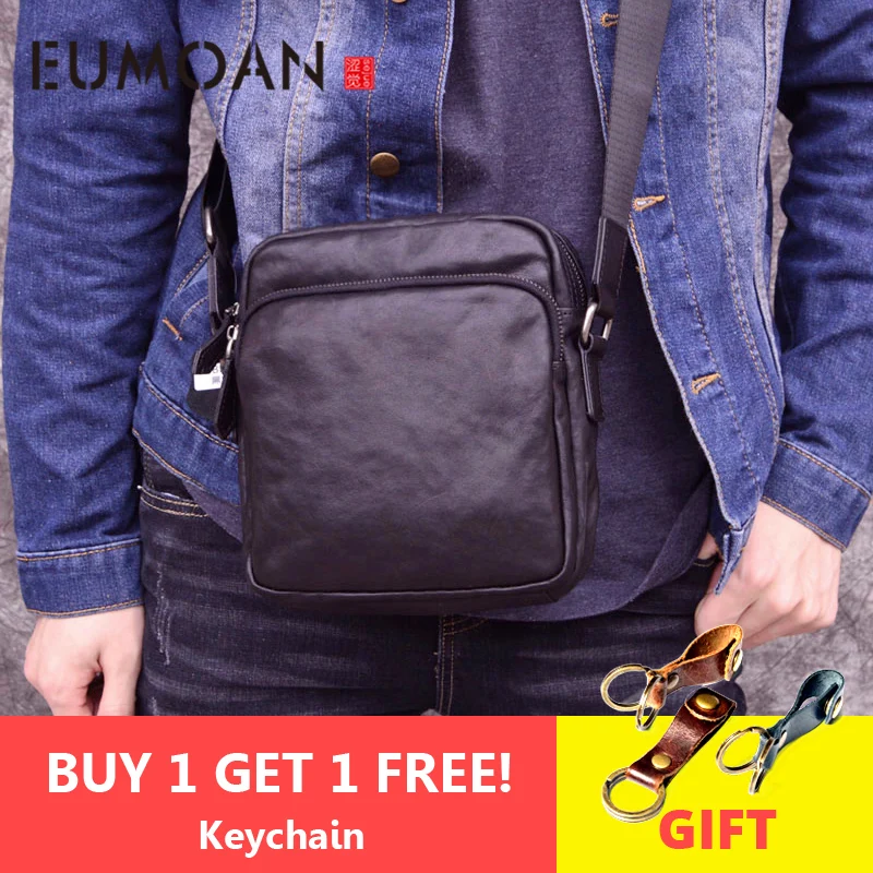 

EUMOAN bag for men genuine leather messenger bag men's shoulder crossbody bags small flap casual handbags for casual