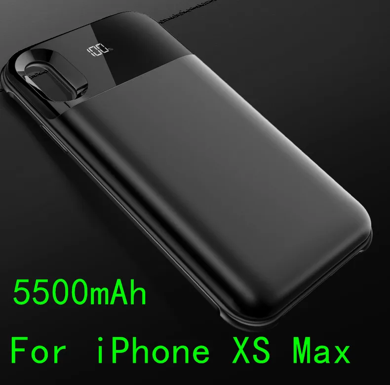 Умный чехол для зарядного устройства с цифровым дисплеем для IPhone X XS Max, чехол для iPhone X R - Цвет: XS Max-Black