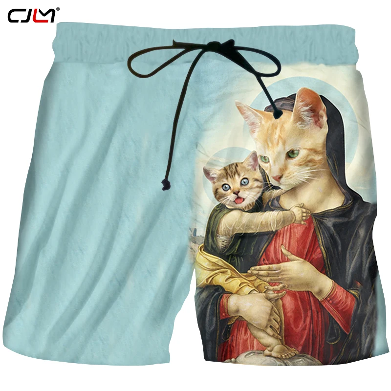 

CJLM Polyester Shorts Man Hip Hop Wizard Of Paws Cat Shorts 3D Printed Cute Worried Cat Free Shipping Clothing