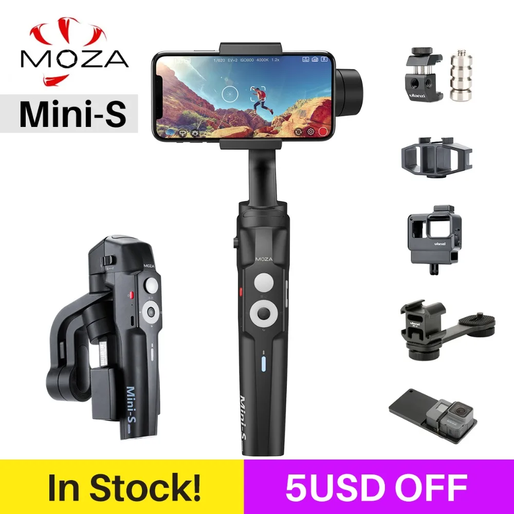

MOZA Mini S Foldable 3-Axis Handheld Gimbal Stabilizer for IOS10.0 iPhone Andriod 8.1 or Above Smart Phones PK MINI MI Vimble 2