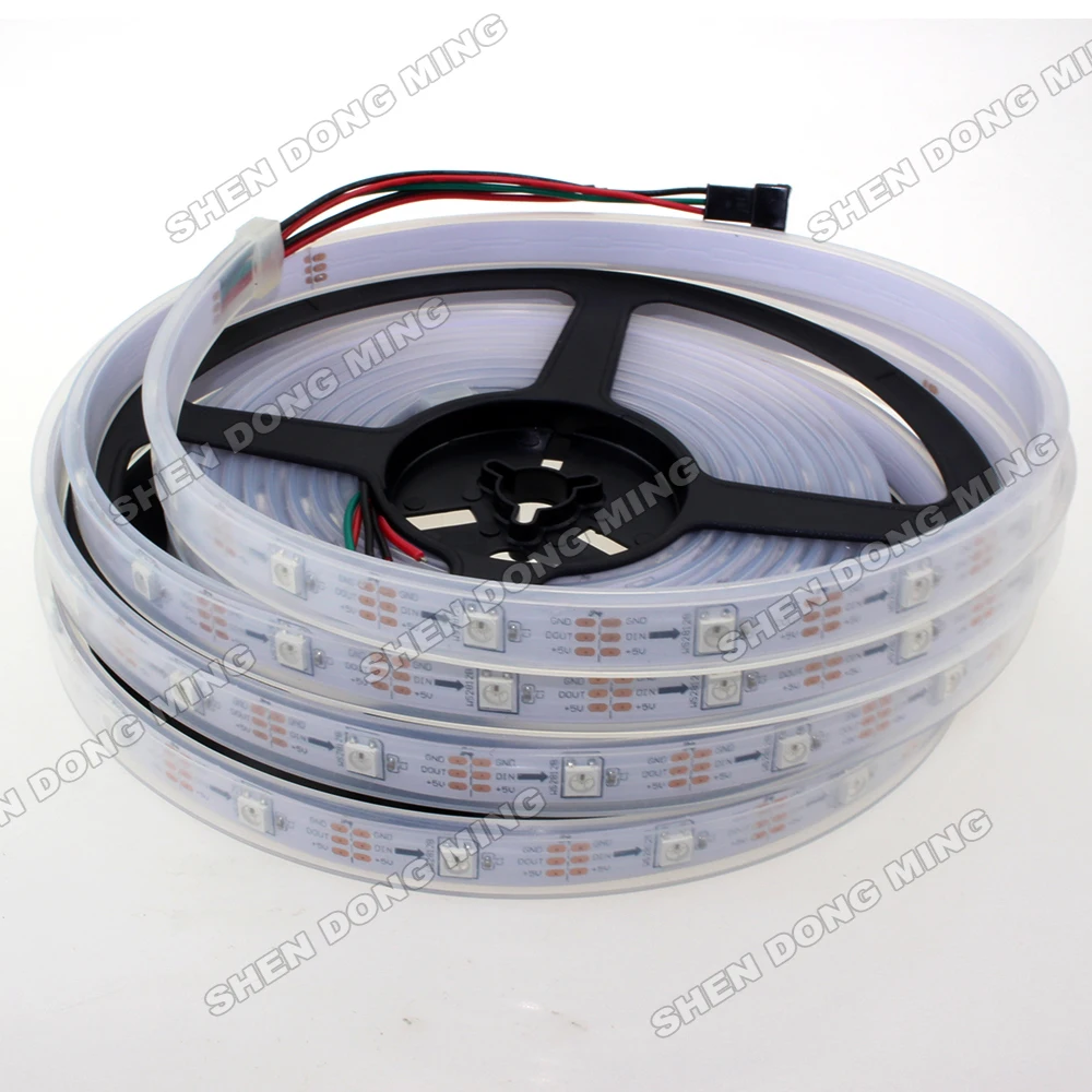 

DC5V Tube Waterproof IP67 LED Pixel Strip, 20m/lot WS2812B Flexible ribbon Magic Color LED Strip WS2812b RGB LED tape Lamps