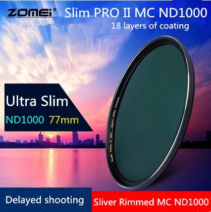 Zomei 77mm Ultra Slim MC ND1000 ND3.0 1000X 10 Stop Sliver Rimmed Glass Neutral Density ND Filter for Canon Nikon Tamron Lenses |