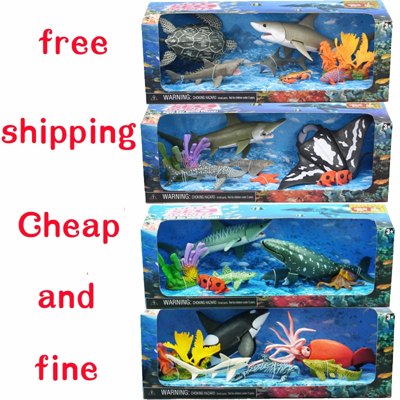 

Marine animal toy model of movable joints good quality big killer whale shark octopus dolphins squid coral animals