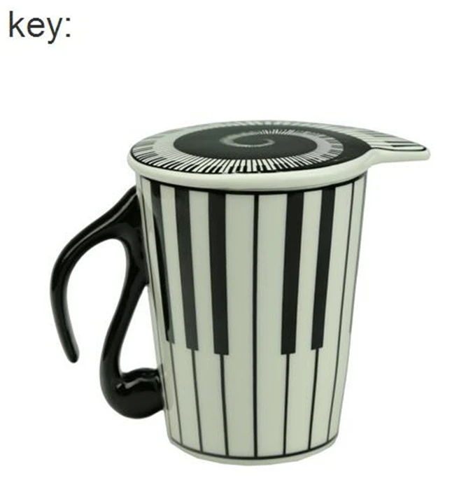  Music Note Mug Ceramic Coffee Mugs With Lid Great giftStaff /Notes/Piano Keyboard three prints Drin