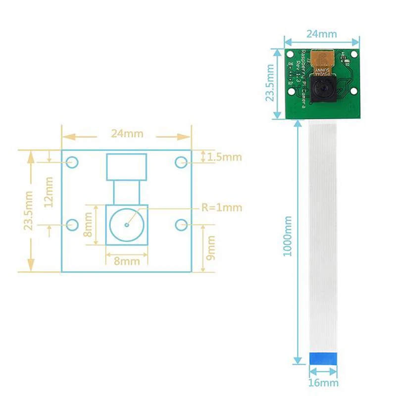 Кабель камеры для Raspberry Pi Модуль камеры 5MP 1080 p с 30 см Pi нулевой кабель камеры и 50 см Pi 3 для Raspberry Pi B+ 2