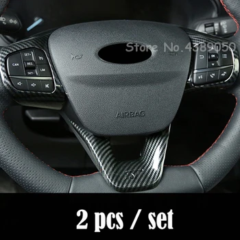 

For Ford Focus 2019 ABS Matte and Carbon fibre Car Steering wheel Button frame Cover Trim Stickers car styling accessories 2pcs