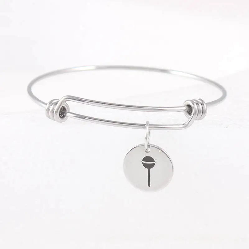 

Lollipop 1.6mm Adjustable Wire Expandable Silver Bangle Stainless Steel Happy Halloween Charm Bracelets For Women Gift