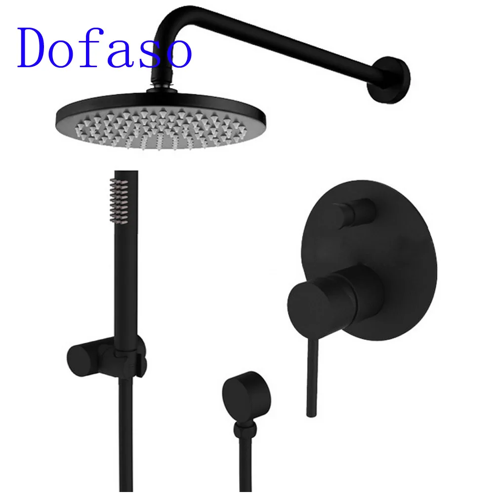 Dofaso Brass Black Shower Set bath spout Faucet Ceiling Wall Arm