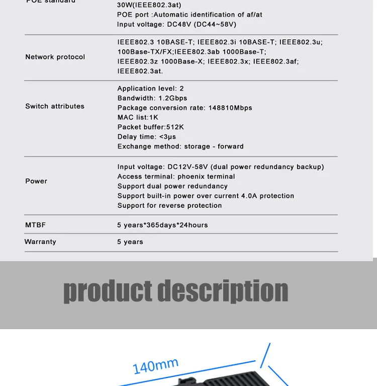 POE промышленные 155 м 4 Порты и разъёмы ethernet 10/100 м Порты и разъёмы 48 В af/в 2 SFP Солт Порты и разъёмы промышленные волокна конвертер