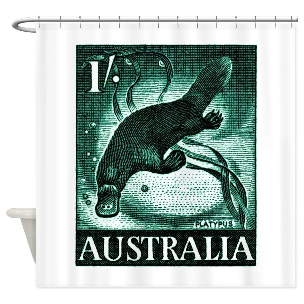 Vintage 1959 Australia Platypus Postage Stamp Show Decorative Fabric
