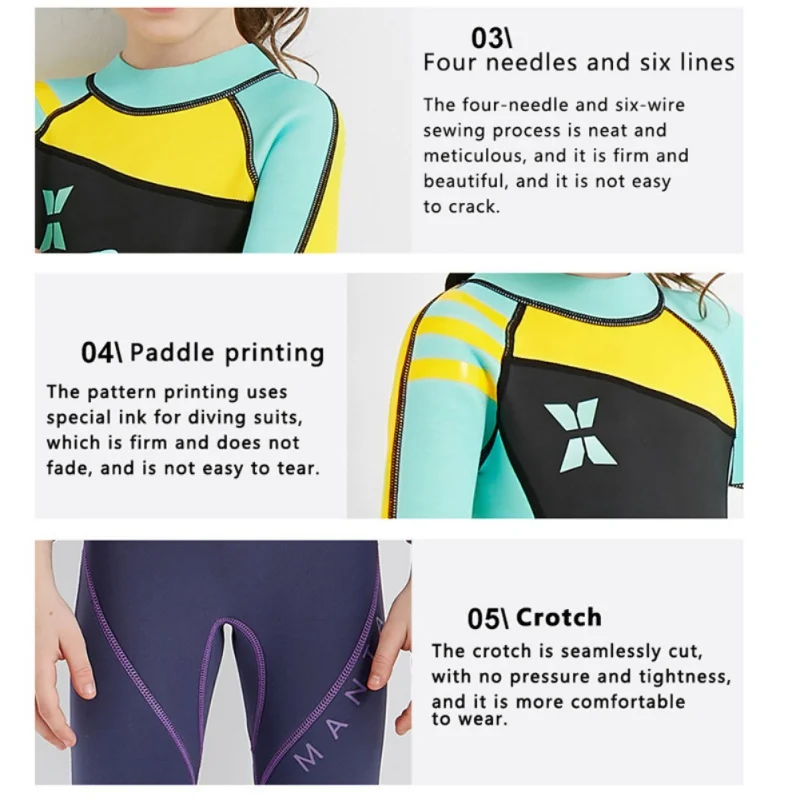 One-piece Girl Siamese warm swimsuit Neoprene Kids Diving Suit Wetsuit children for boys girls Keep Warm Long Sleeves UV protect