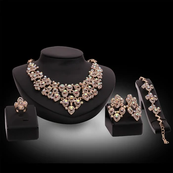 

Classic Jewelry Personality Crystal Stylish Punk Necklace Bride Suit Luxury Statement African Sets Parure Bijoux Femme Joyeria