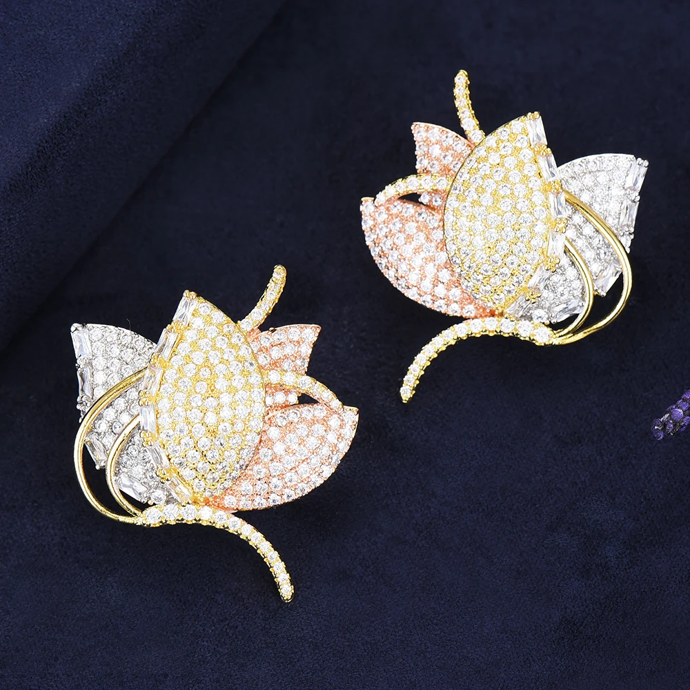 Вечерние женщин свадьбу обручение Jewelry Серьги гвоздики бренд 925 пробы серебро проложили Полный CZ для девочек важное событие