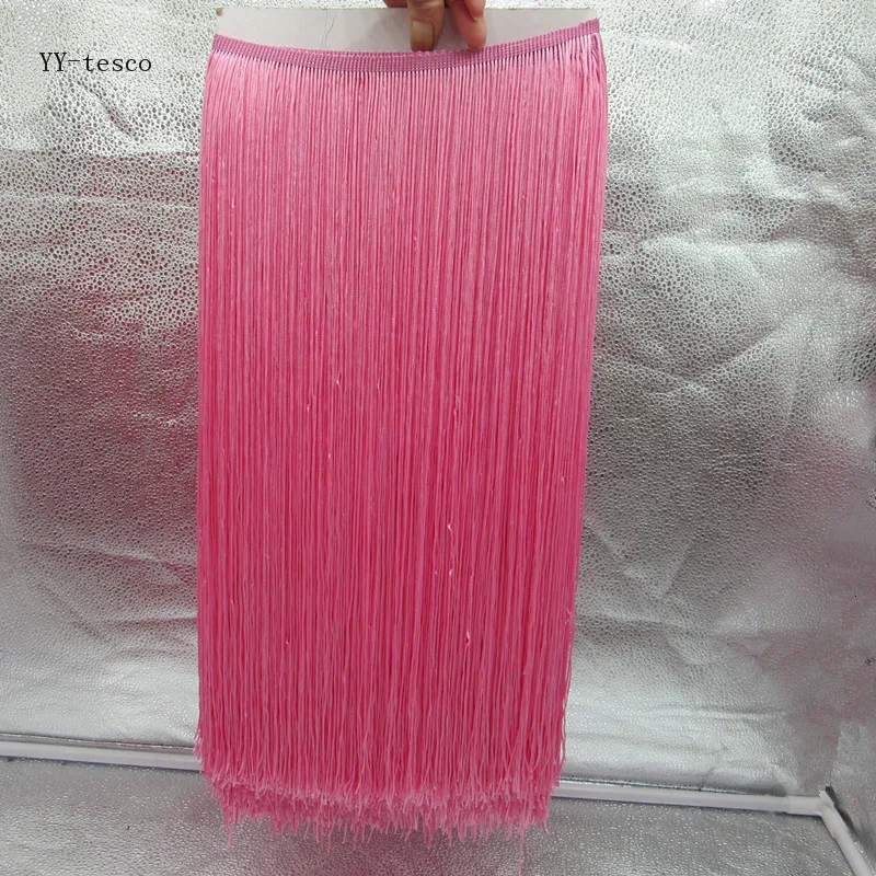 

wholesale 1 Yards 50cm Wide Fringe Trim Tassel Lace Pink Fringe Trimming Lace For DIY Latin Dress Stage Clothes Accessories