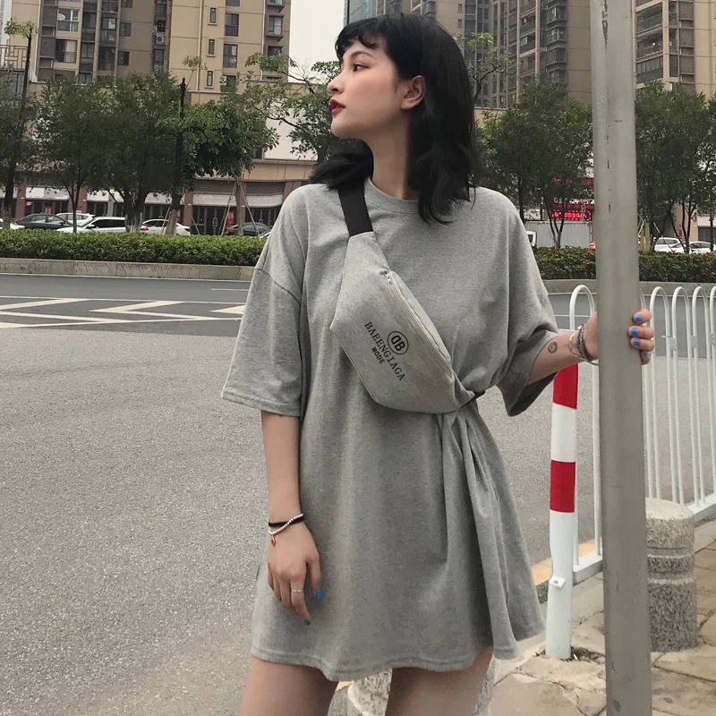 Сумка Корейская версия ulzzang Корейская хипстерская Харадзюку свободная новая летняя женская одежда модные трендовые тонкие футболки Платья