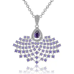 Для женщин Цепочки и ожерелья Большие Подвески Цветочный юбка инкрустированные Фиолетовый Zircon фиолетовый Большой Кристалл Rhinestone Цепочки