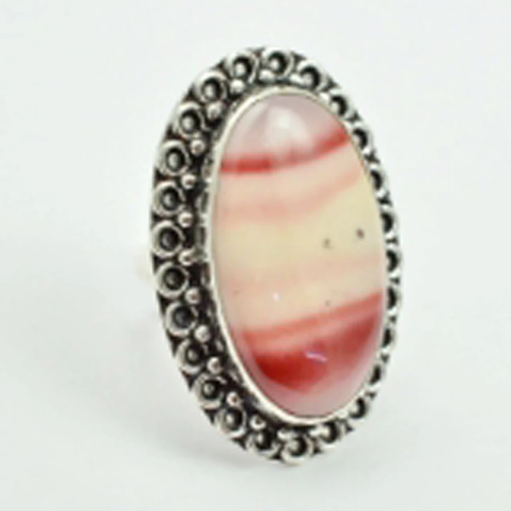 

Mookaite Jaspers Ring Silver Overlay over Copper , Size: 7, R2746
