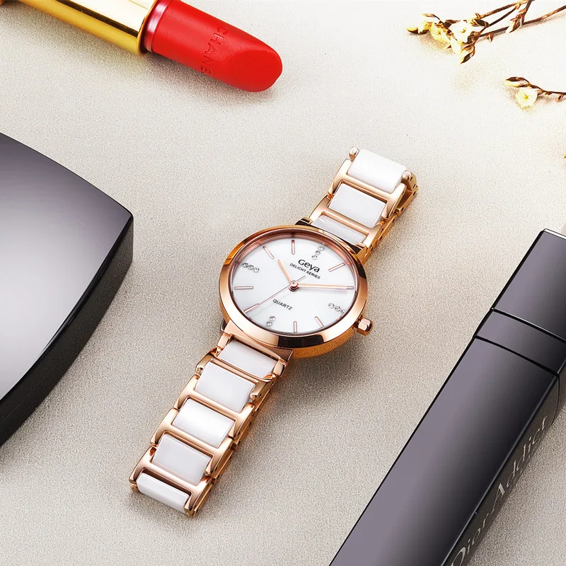 2017 Hot Sale Ceramics Women Watches Top Luxury Brand Rose Gold Waterproof Quartz Wristwatches Fashion Ladies