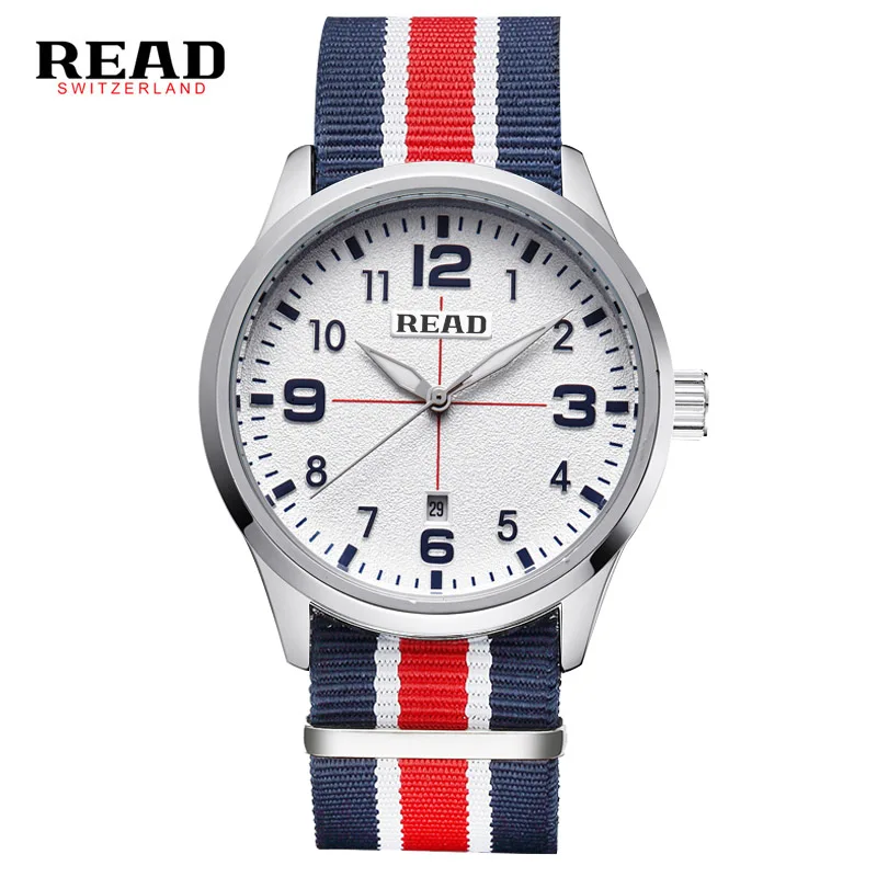 

READ watch Men's watch Swiss brand military table sports fashion table canvas table quartz men's watch R2060 black face black bo