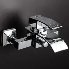 Кран для ванной комнаты хромированный, настенный водопад кран для ванны, медный кран для ванны и душа смеситель для воды