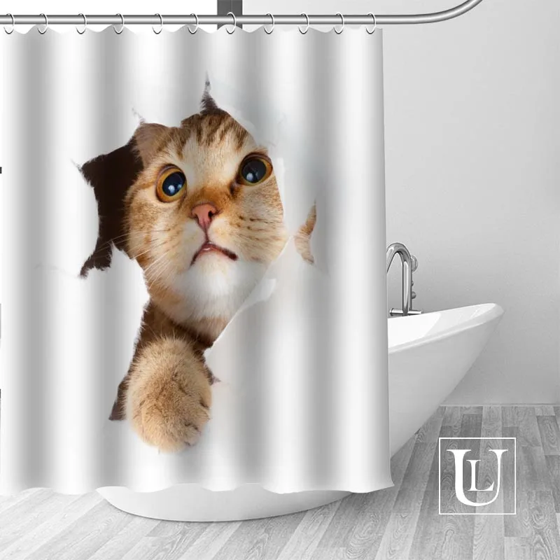 High Quality Custom Cat Shower Curtain Polyester Fabric Bathroom