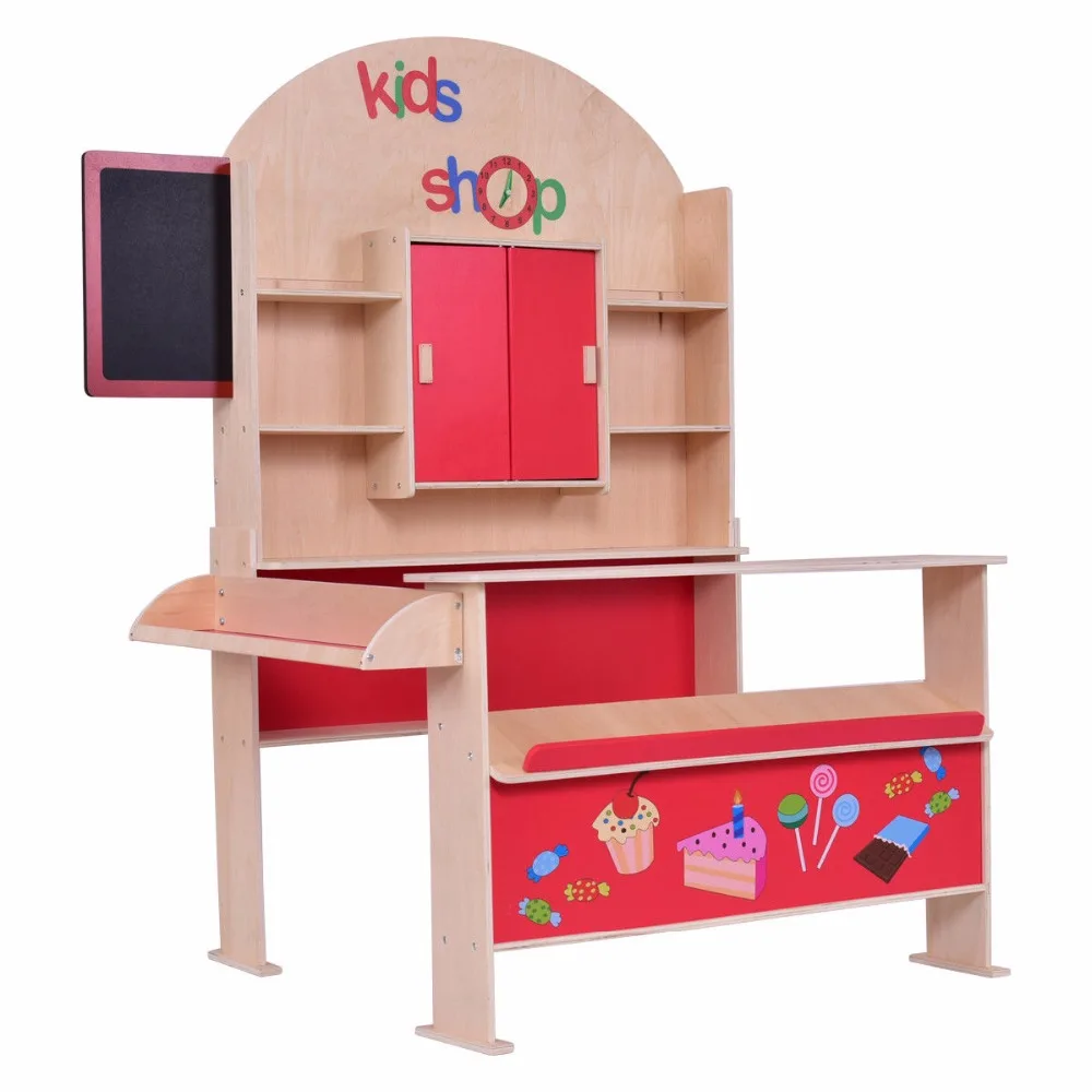 Kids Wooden Toy Shop Market Children Shopping Pretend Play Set Colorful Toddler Baby Christmas Birthday Gift