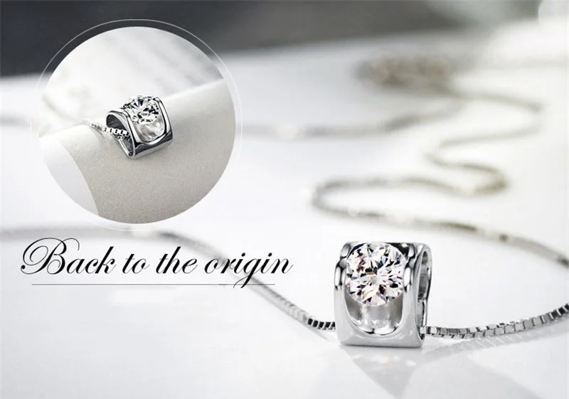 Korean Fashion Hollow Heart-Shaped Necklace With Shining Zircon Silver Color Pendant Necklace For Girl Women Wedding Jewelry N19  (6)