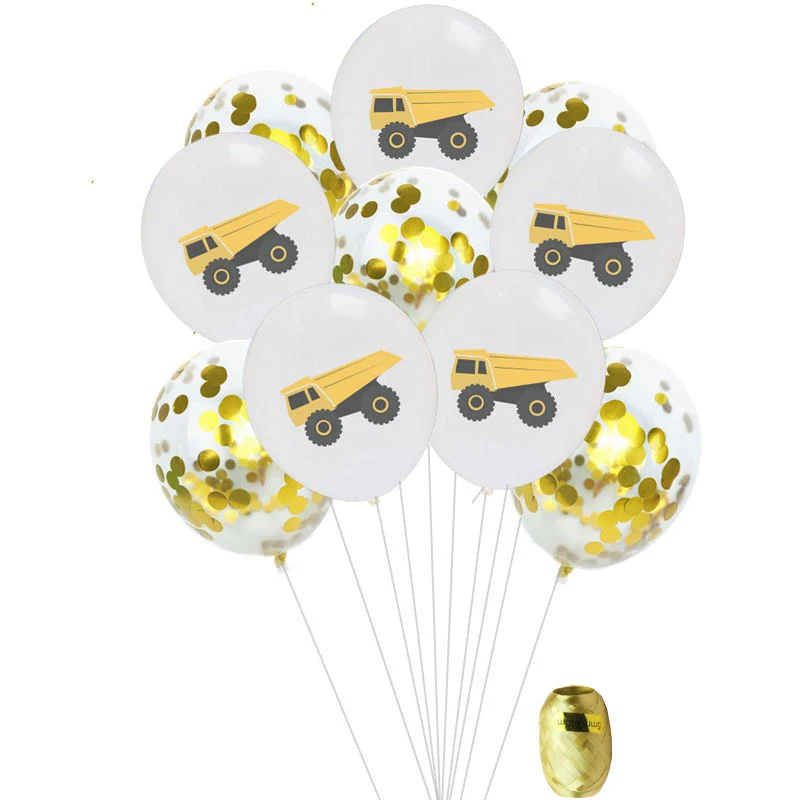 10 шт. Строительная техника экскаватор тема автомобиля латексные конфетти для воздушного шара латексные шары Детские вечерние украшения на день рождения - Цвет: 2