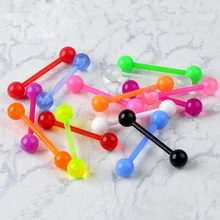10 шт./лот, Гибкая УФ силиконовая цветная губная соска для языка, пирсинг штанги, ювелирные изделия для тела, случайный цвет