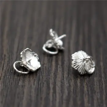 

Real 925 Sterling Silver DIY Accessories Pendant Setting Pearl Gemstone Tray Base DIY Jewelry Findings