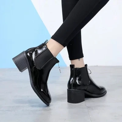 Courtes 1 Bottes Le De Printemps Sauvage Avec Cheville Épais Femmes Chelsea Sauvage Britannique New 2019 Automne Un Nouveau Et Mode 1 EqStHH