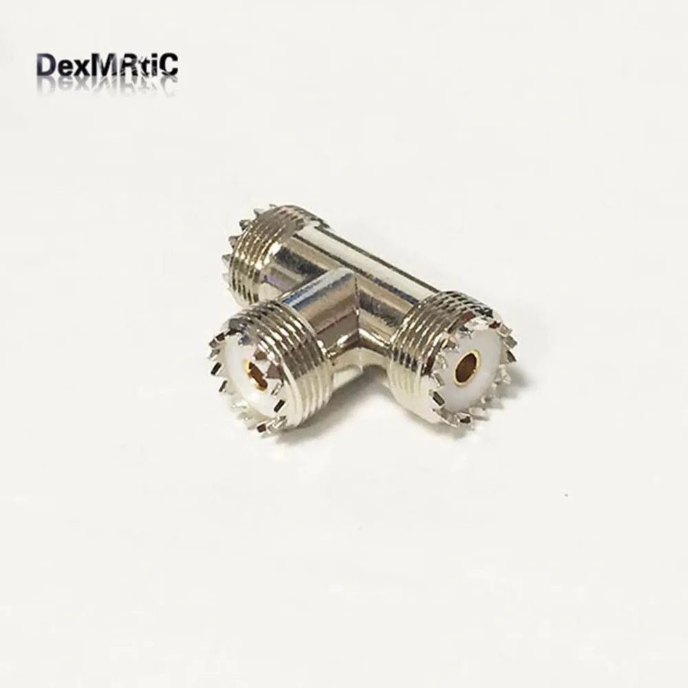 1pc UHF  Female Jack switch 2*UHF Female Jack  RF Coax Adapter convertor  Straight  T type splitter  Nickelplated  NEW wholesale