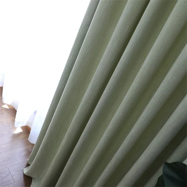 YCENTRE, искусственная льняная однотонная затемненная занавеска, занавески для обработки окон, шумоизоляционные занавески, жалюзи для спальни, гостиной - Цвет: Green