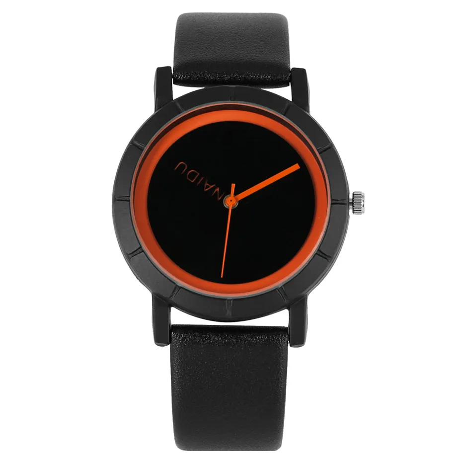 

Fashion Leather Wristwatch for Men Women Unique White/Blue/Orange Display Dial Cool Men's Watch Simple Ladies Wrist Clock Gifts